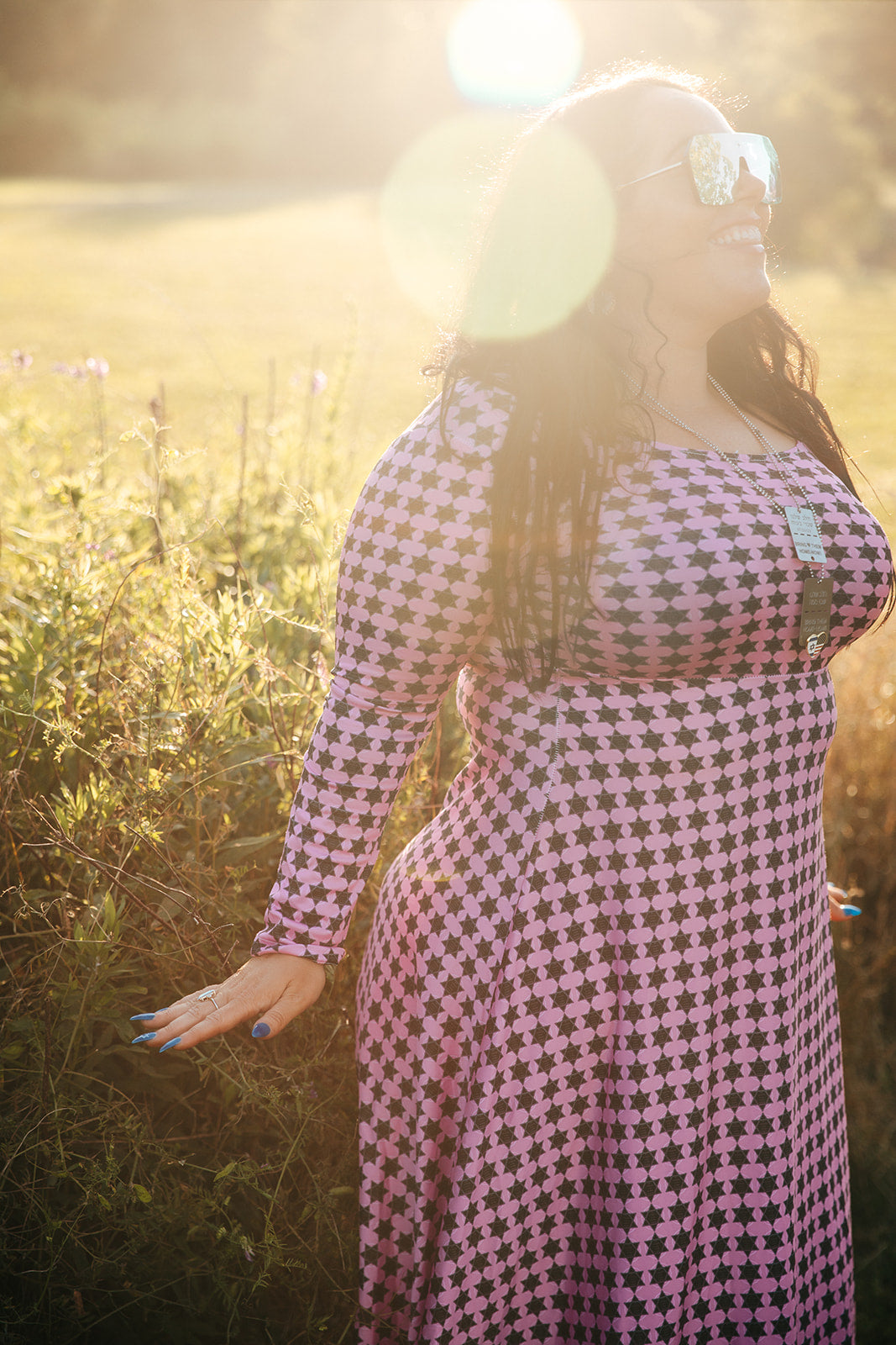 Zionism Superhero Pink on Pink Women's Long Sleeve Dance Dress