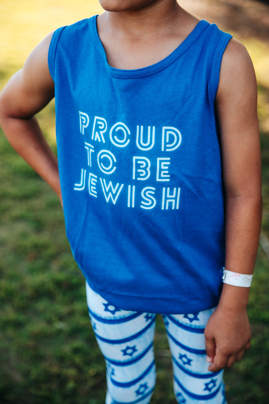 Proud To Be Jewish Blue & White Bubbles Unisex Heavy Cotton Tank Top