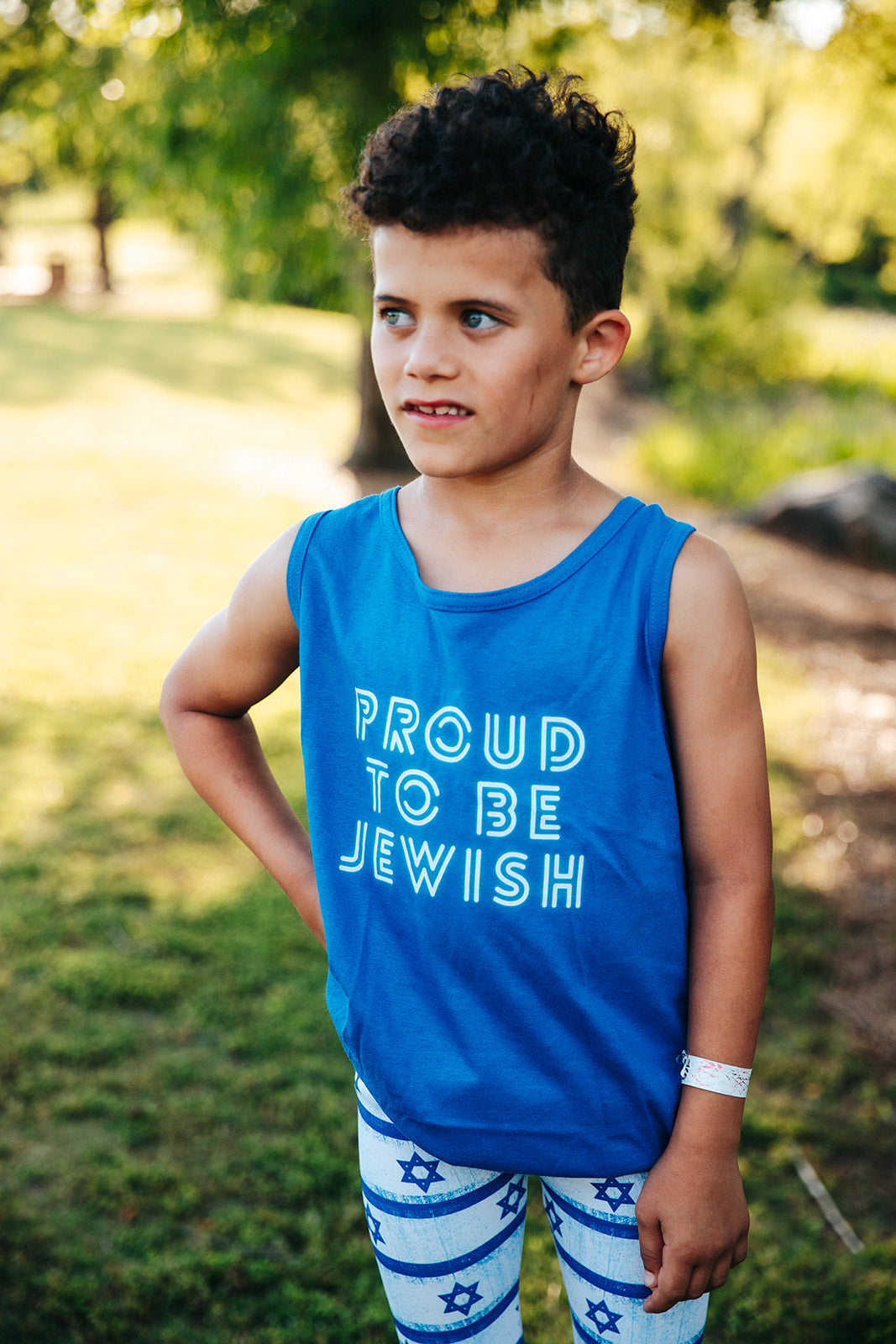 Proud To Be Jewish Blue & White Bubbles Unisex Heavy Cotton Tank Top