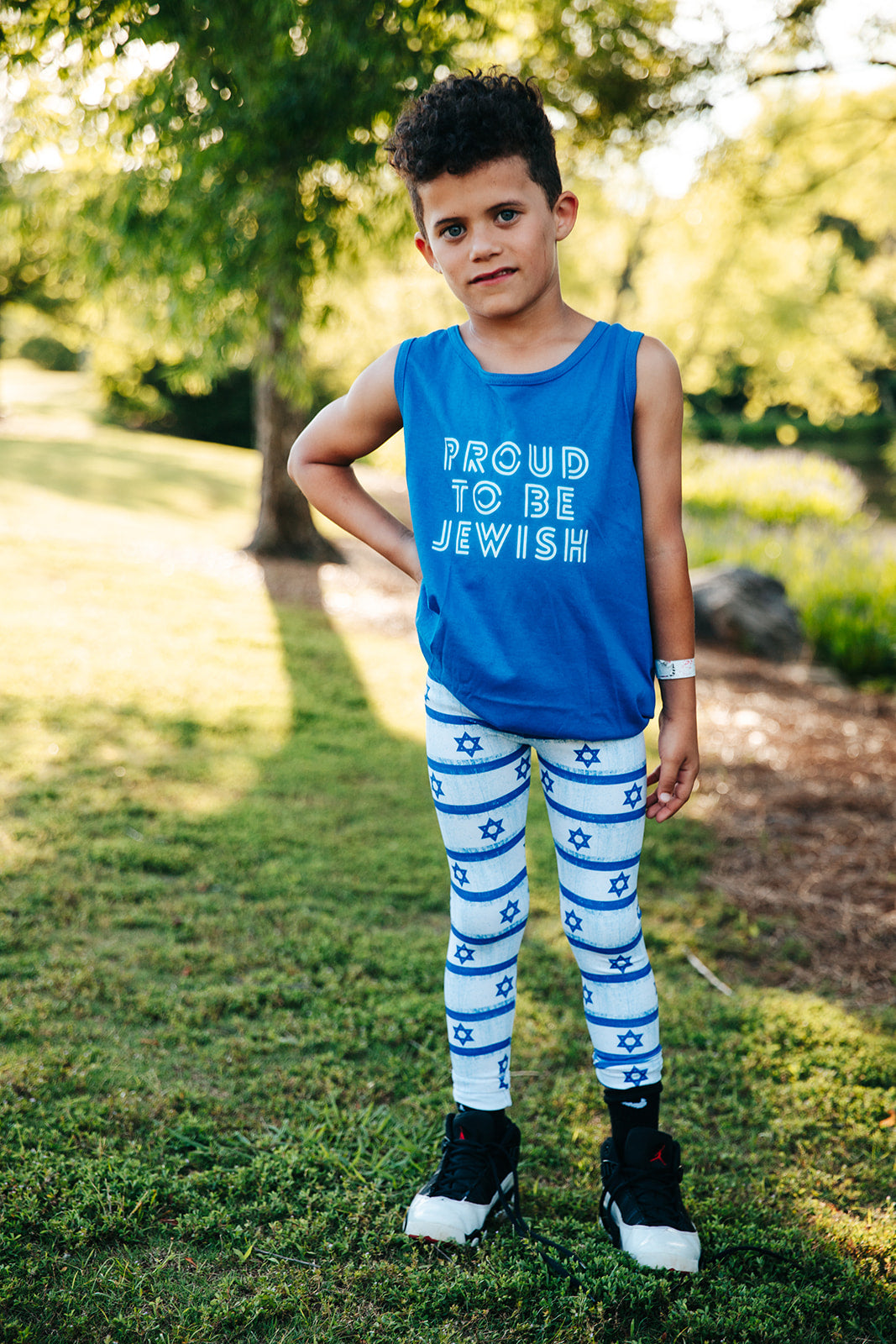 Proud To Be Jewish Blue & White Bubbles Unisex Heavy Cotton Tank Top