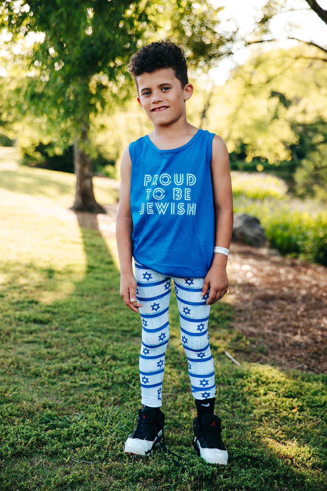 Proud To Be Jewish Blue & White Bubbles Unisex Heavy Cotton Tank Top