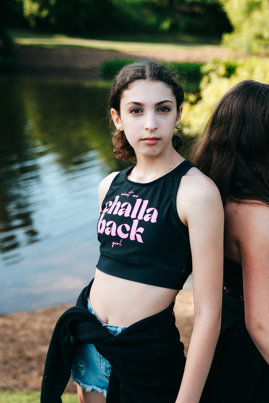 Aint No Challa Back Girl Hot Pink on Black Sporty Bikini Set