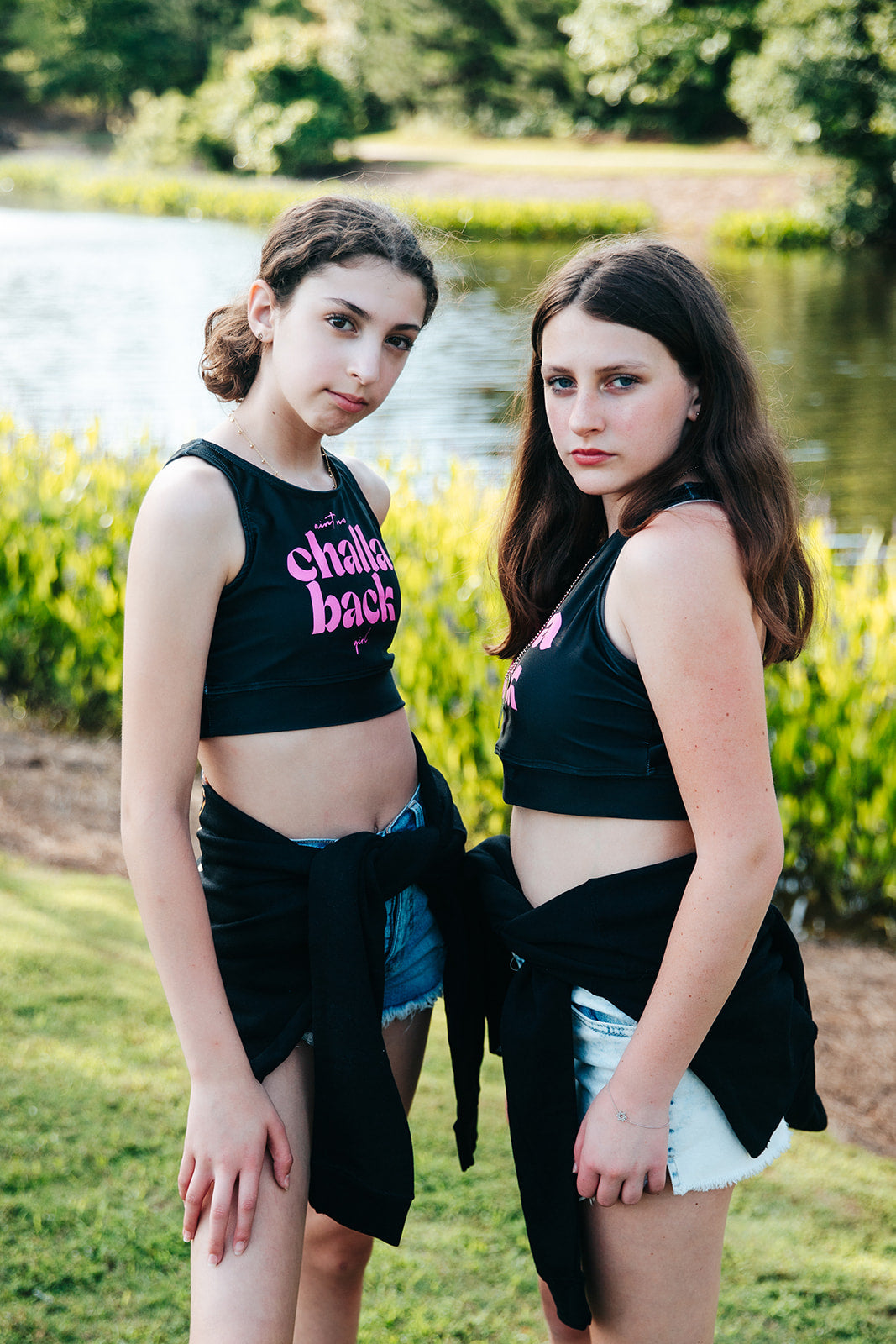 Aint No Challa Back Girl Hot Pink on Black Sporty Bikini Set