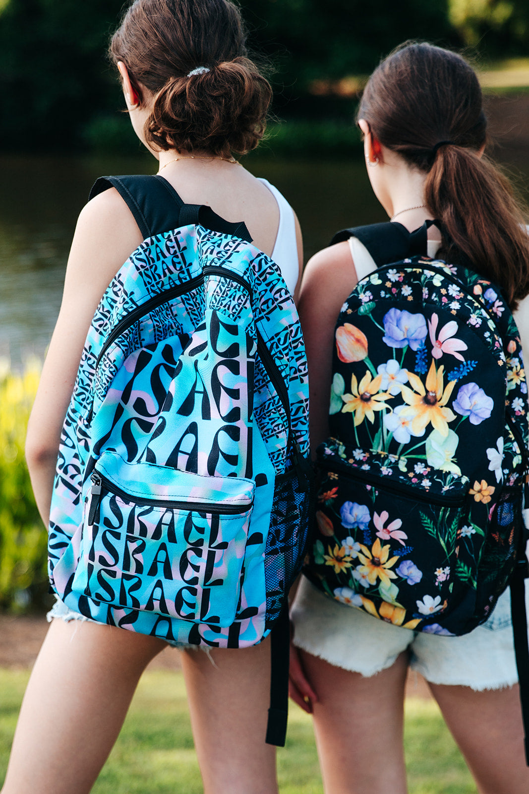 Yvonne Floral Pattern on Black Backpack