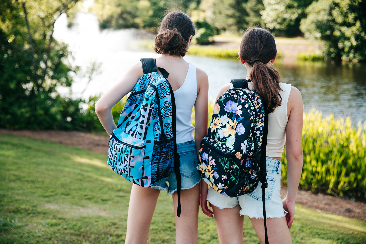 Yvonne Floral Pattern on Black Backpack