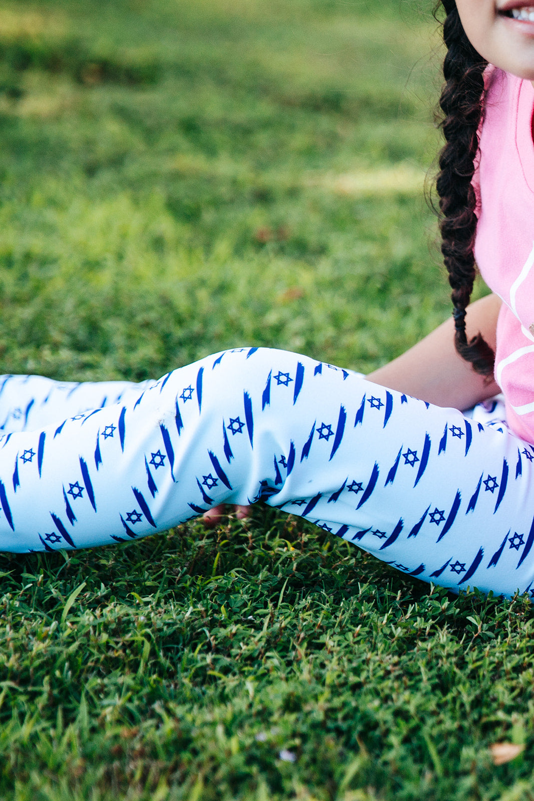 Ilay Israel Flag Pattern on White Kids Leggings