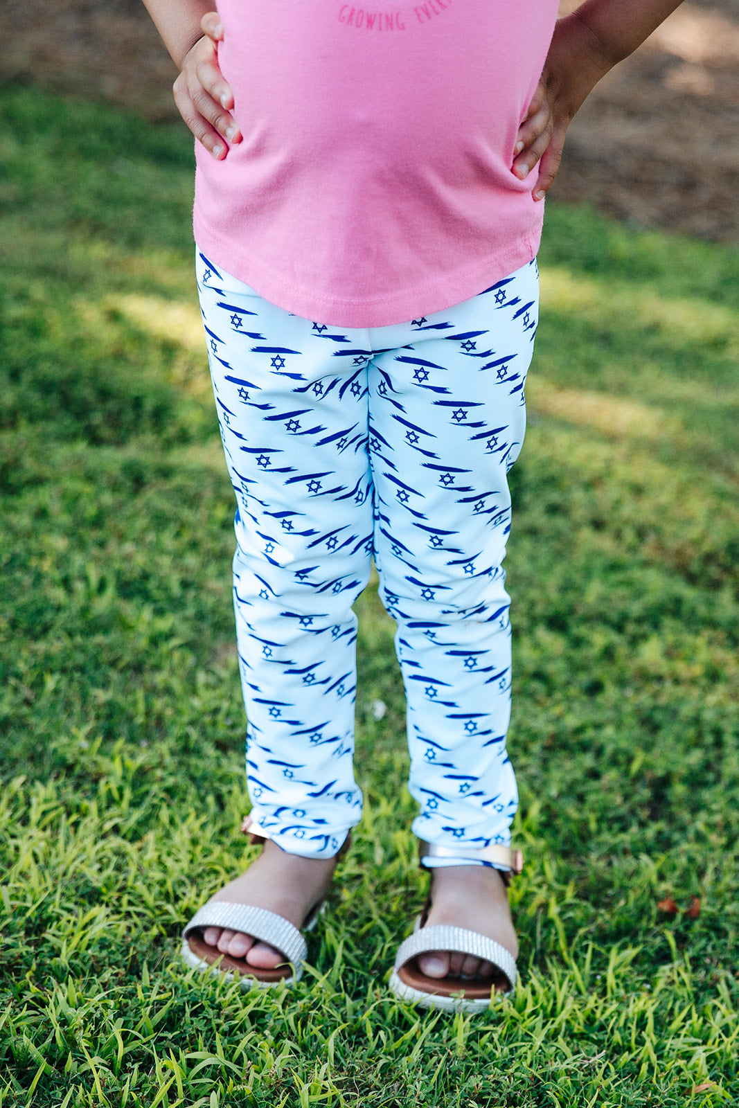 Ilay Israel Flag Pattern on White Kids Leggings