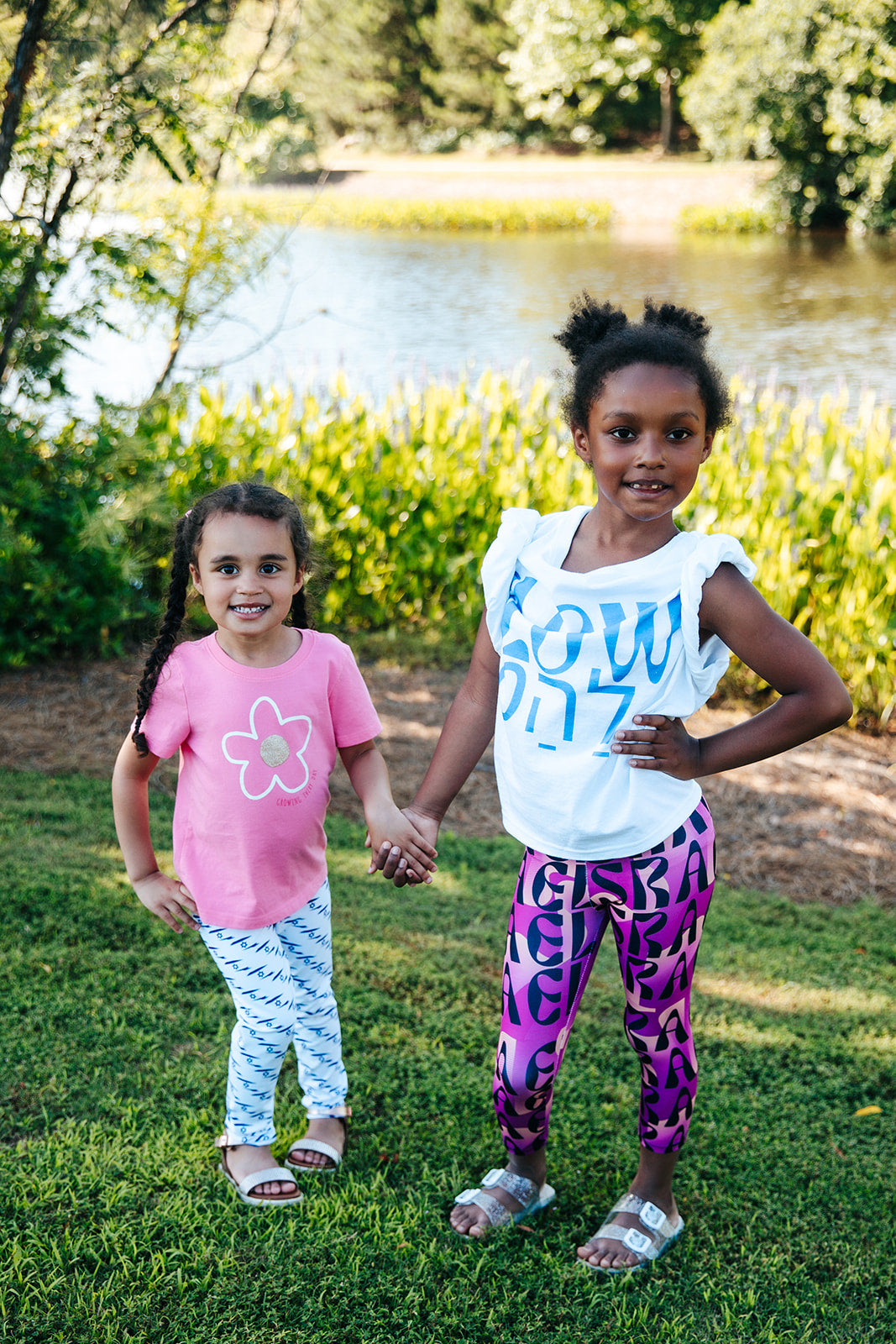 Ilay Israel Flag Pattern on White Kids Leggings